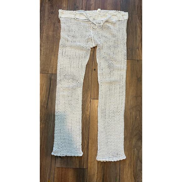 Andi Bagus Bingin Beach Pant cream stacked crochet pants swim coverup Womans S/M - Picture 3 of 11
